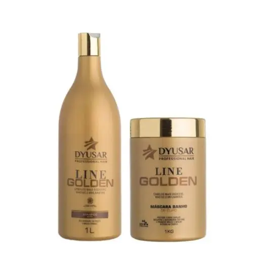 Kit Banho de Ouro Line Golden Shampoo e Mascara DYUSAR 1 KG